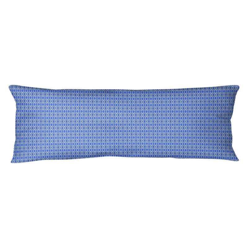 Coussin lombaire à losanges arrow, Bourre en polyester, Molleton moelleux, Bleu / Jaune