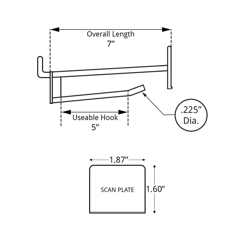 White 6-Inch Plastic and Metal Pegboard Scan Hook