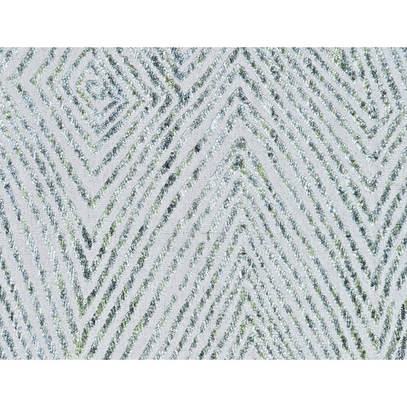 Hand Knotted Area Rug in Ivory And Green, Rectangle 8' x 10'