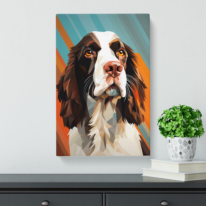 English Springer Spaniel Geometric - Wrapped Canvas, 50cm H x 35cm W x 3cm D