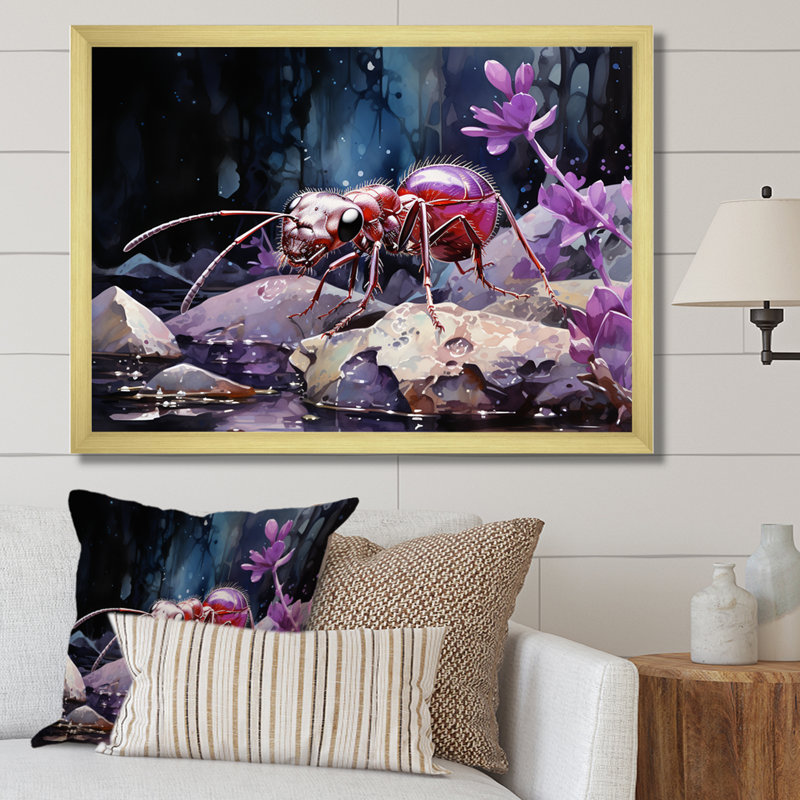 Décoration murale Enchanted Microcosm Ant - Ant, H 24 po x l 32 po x P 1 po, Cadre photo doré simple