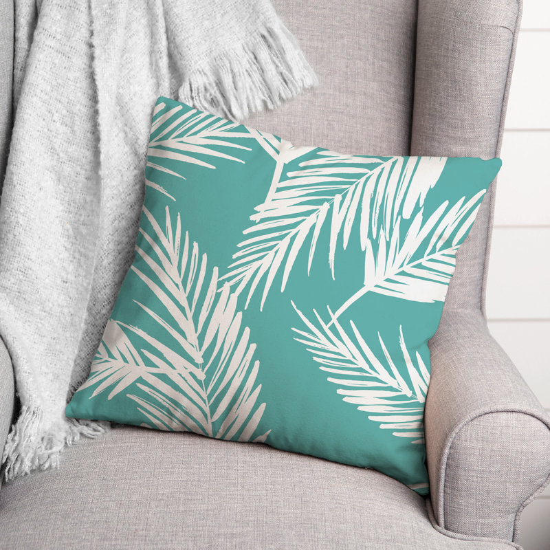 Nature Palm Square Pillow Cover & Insert, Teal