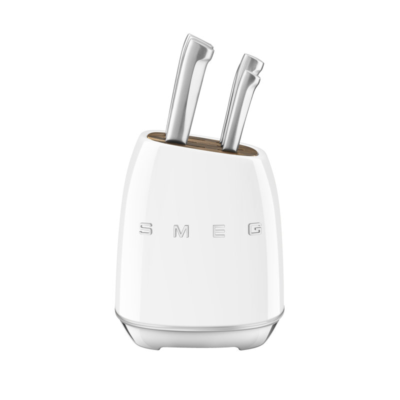 SMEG 7 Piece Knife Block Set, White