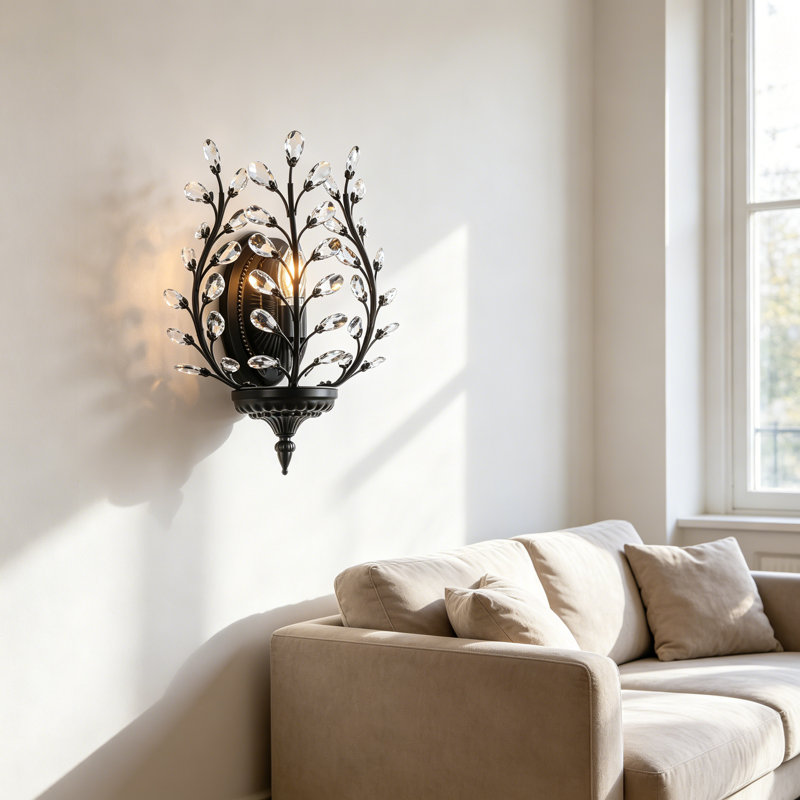 Applique murale encastrée en acier cristal Jamei, Noir