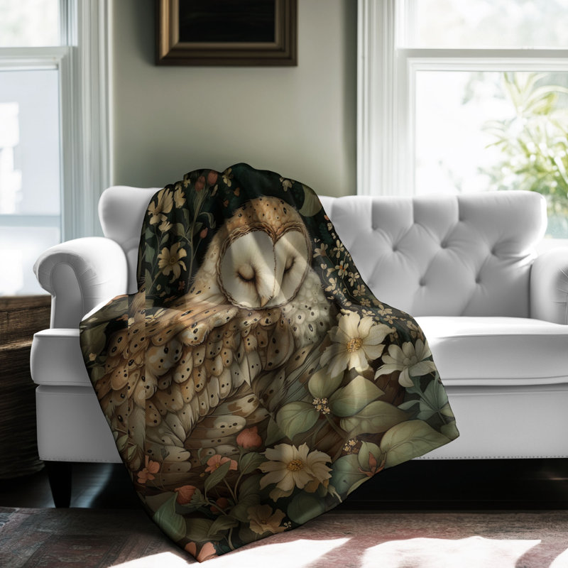 Couverture adorable chouette endormie, L 60 po x l 50 po