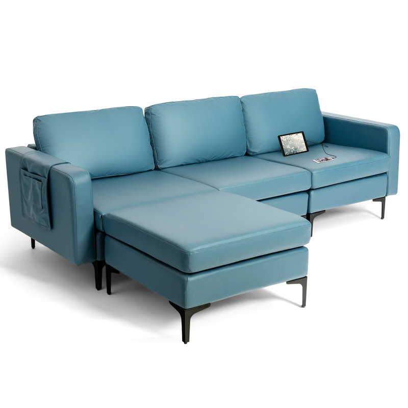 Canapé modulaire Reep, Similicuir bleu