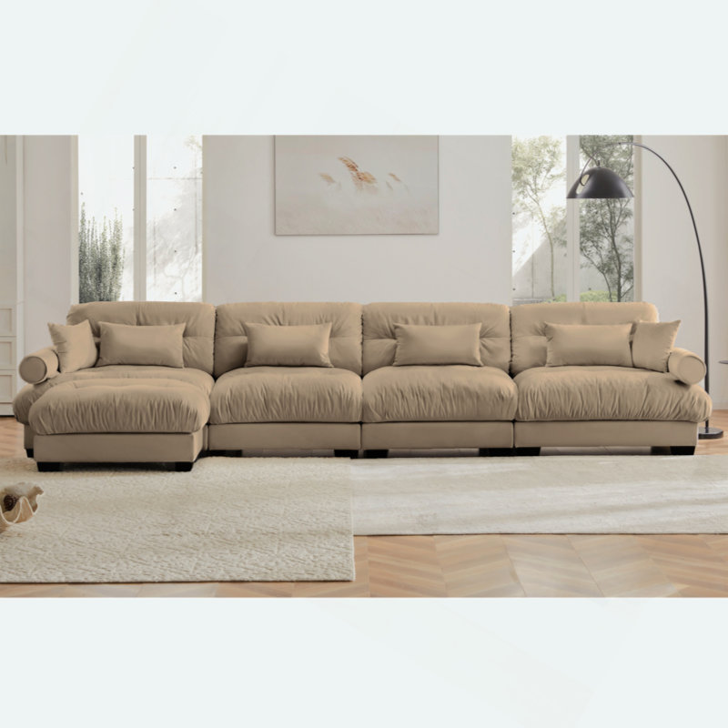 Super Comfort Oversized Modular Sectional Sofa Couch With Movable Ottoman,Corner Sectional With Bolstered Armrests, Deep Seat Cloud Couch, Convertible L Shaped Couch