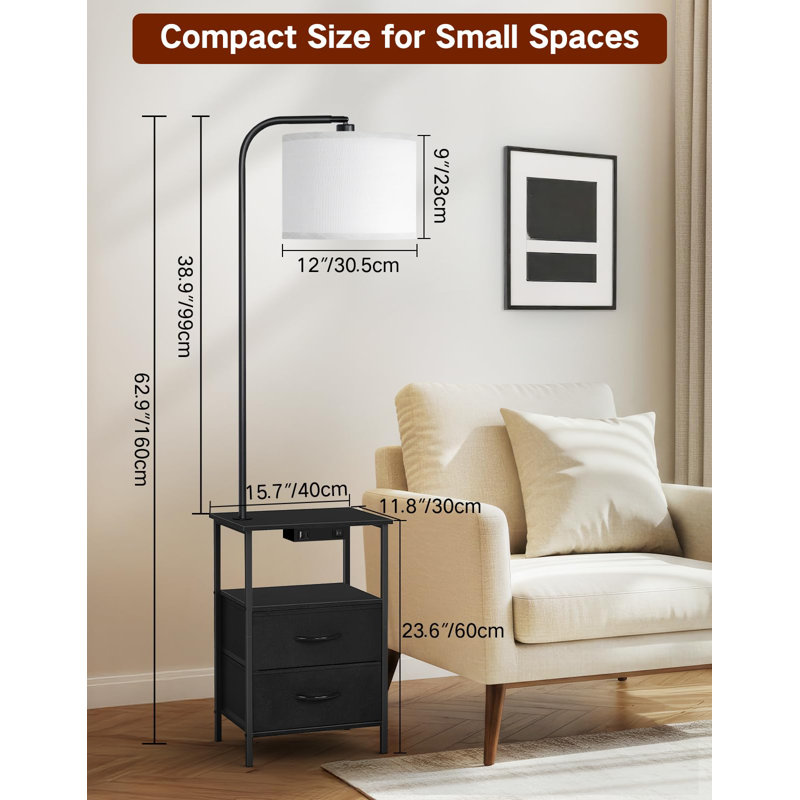40cm W Metal Bedside Table