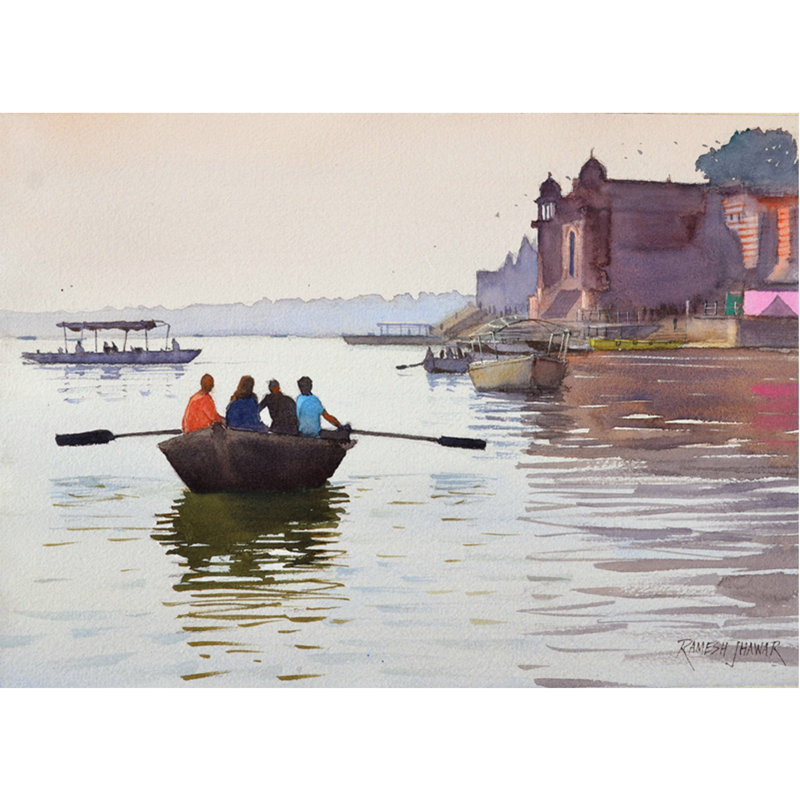 Balade matinale brumeuse | Aquarelle sur papier | Par Ramesh Jhawar