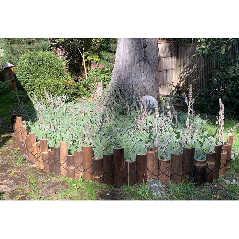 Bordure en bambou fendu de H 12 po x l 6 pi, Noir