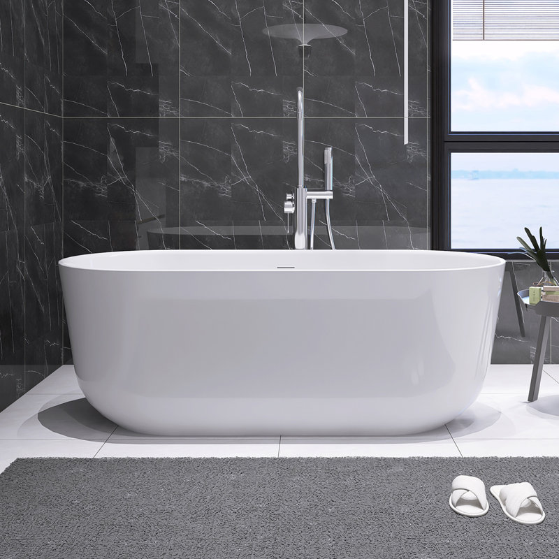 67" X 30.3" Freestanding Tub Acrylic Soaking Bathtub