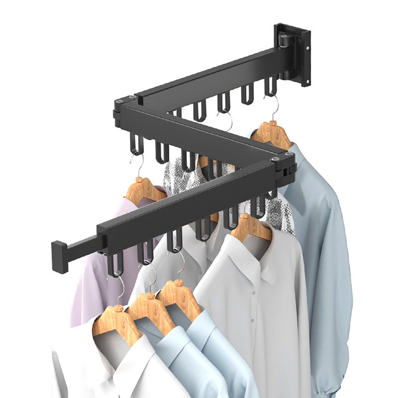 Séchoir à linge mural pliable, H 3,54 po x l 41,34 po x P 2,56 po, Black