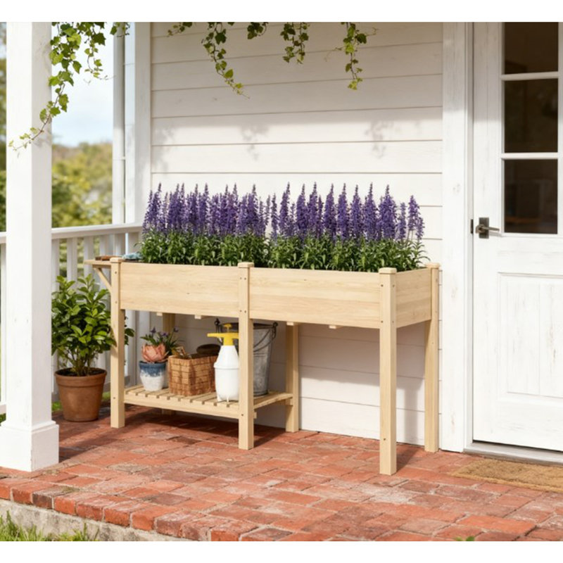 Elevated Garden Bed,Wood Raised Garden Box, Natural Wood