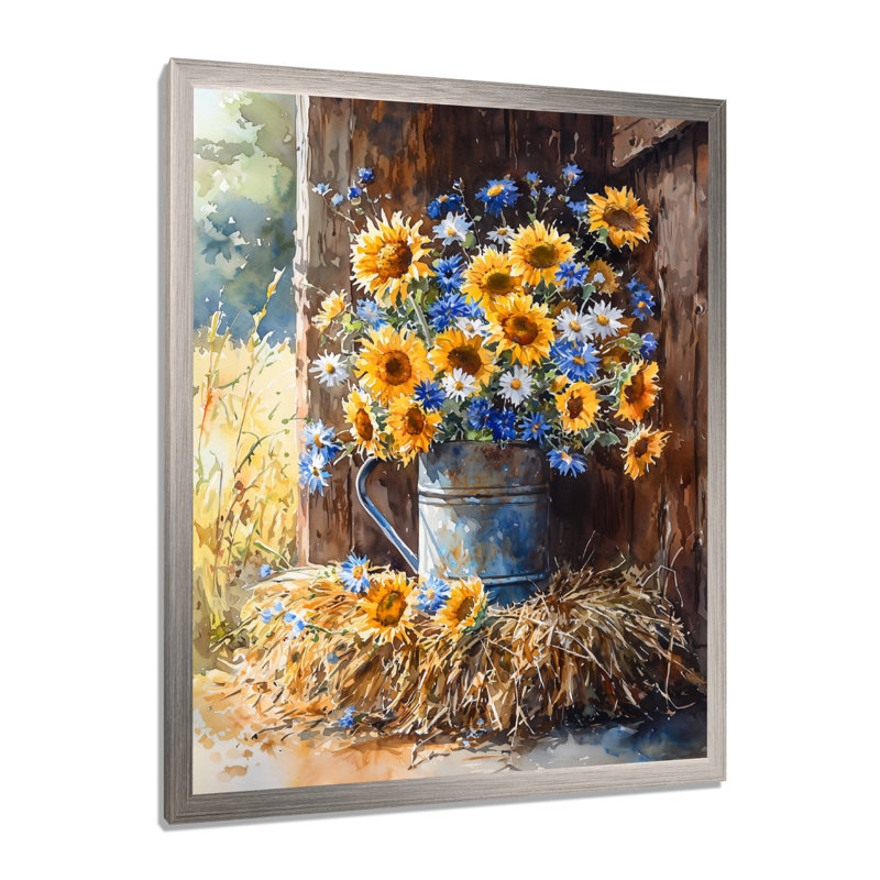 Donda - Floral Wall Art, Argent argent, H 40 po x l 30 po, Reproduction encadrée sans passe-partout