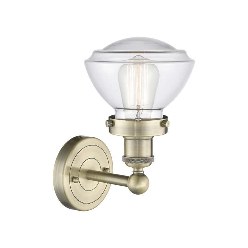 Almarosa Steel Armed Sconce, Clear, Antique Brass