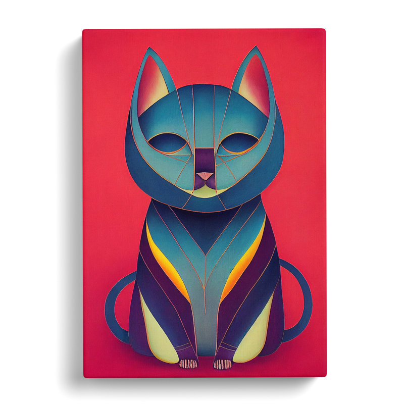 Modern Cat No.3 Abstract - Wrapped Canvas, 60cm H x 40cm W x 3cm D