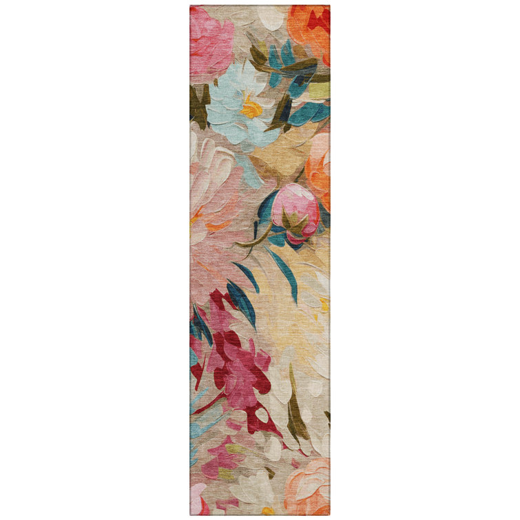 Machine Washable Indoor/Outdoor Jenning ACN2264 Floral Rug