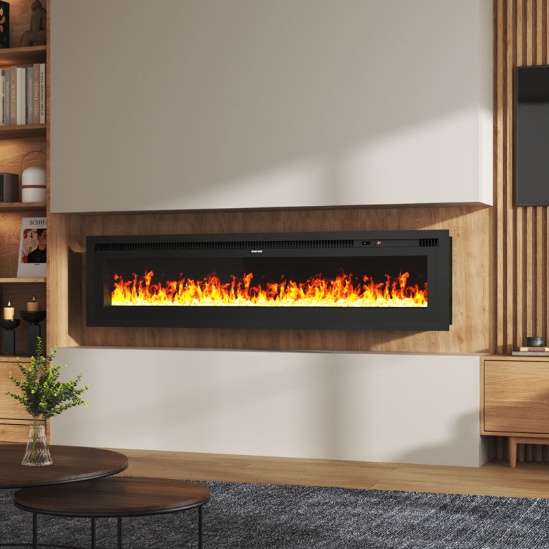 Adjustable flame Electric Fireplace, 45cm H x 152.4cm W x 14cm D