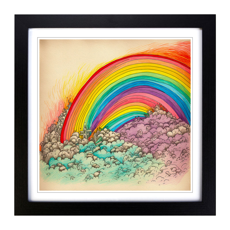 Rainbow Drawing - Framed Print, Black