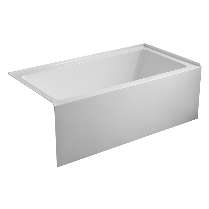 Baignoire alcôve rectangulaire en acrylique à 3 parois 60 pouces avec surface antidérapante Kingston, Gauche