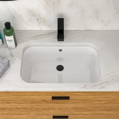 Lavabo de salle de bain encastré en céramique blanche avec trop-plein 22 po x 15,25 po