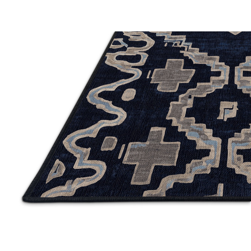 Machine Washable Gray Area Rug, Square 4'