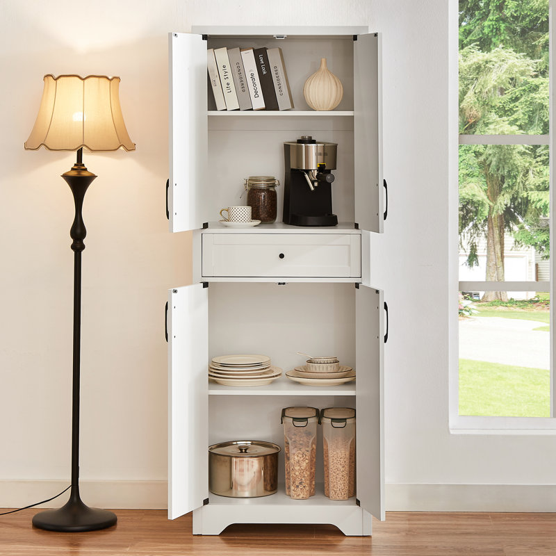 Buffet de salon 68 po, armoire de rangement multifonctionnelle, couleur blanche, pour chambre à coucher, bureau, console 66 po, L 23,7 po x l 15 po H 68 po, rangement 68