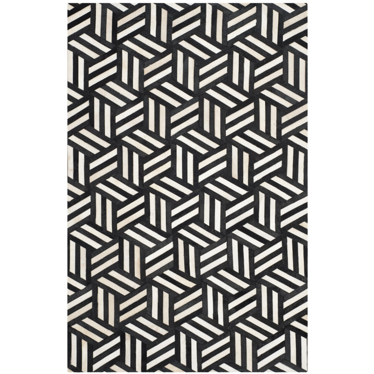 Stasia Hand Woven Leather Geometric Rug