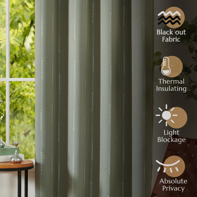 Blackout Striped Patterned Boho Curtains for Bedroom, 52" W x 96" L