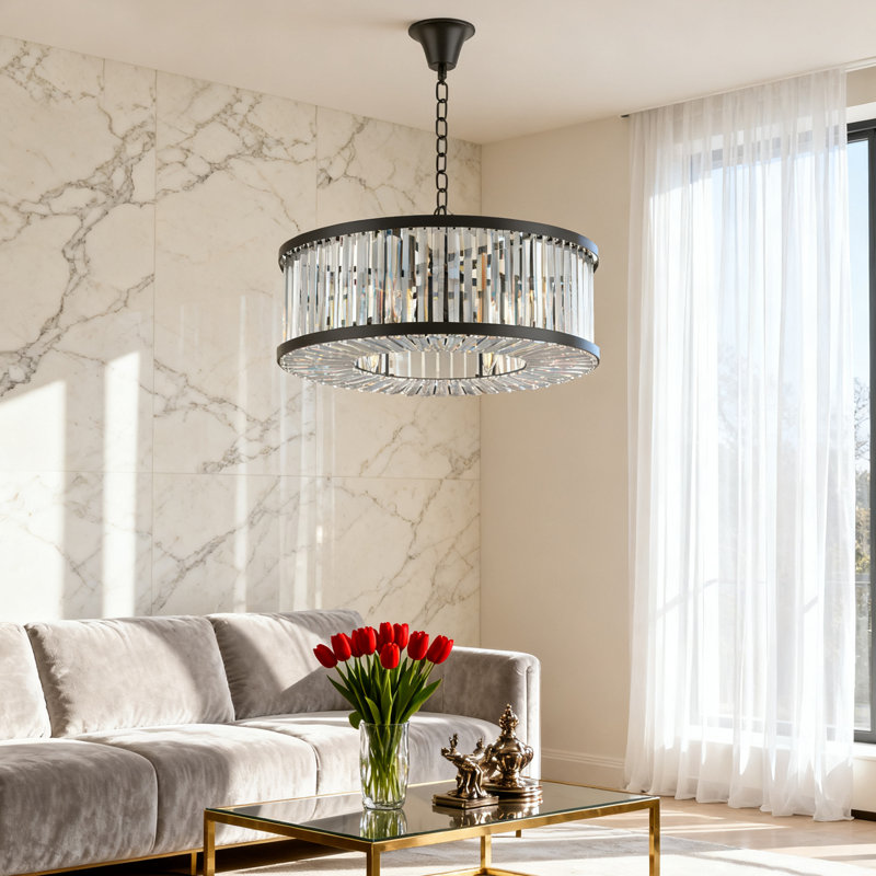Luminaire suspendu moderne en cristal 6 lumières