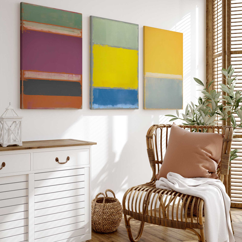 "Sunfield Glow Triptych" par Golden Glow Interiors 3 - Pièces sur toile, Toile tendue, H 12 po x l 8 po