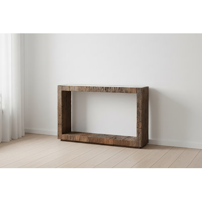 Wood Console Table With Marble Top H 34.5" & W 46"