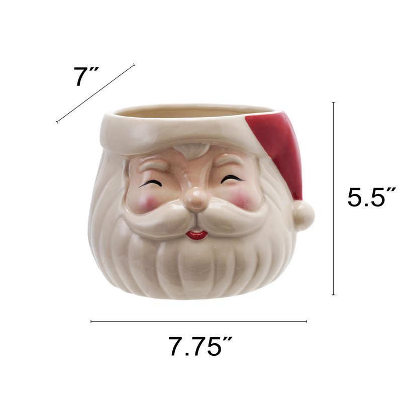 Stoneware Santa Head Shaped Planter