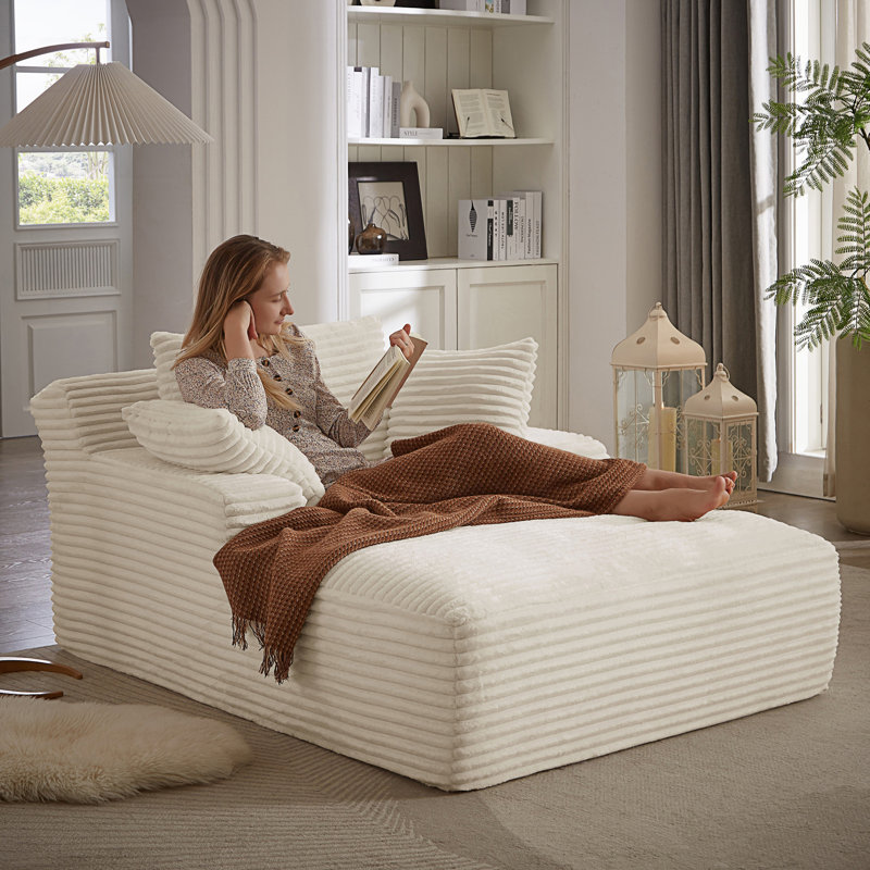 Chaise longue surdimensionnée et rembourrée pour canapé, Blanc