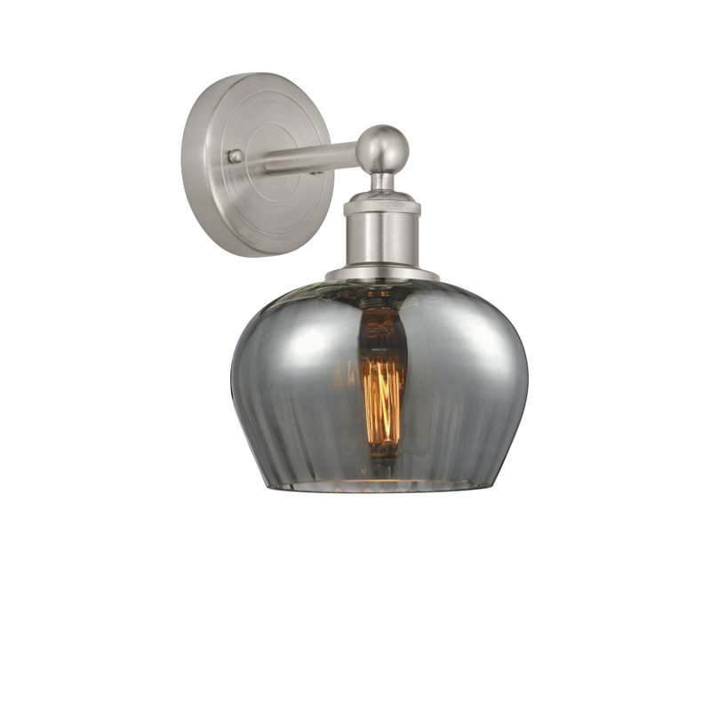 Canute Armed Sconce, Plated Smoke, Brushed Satin Nickel