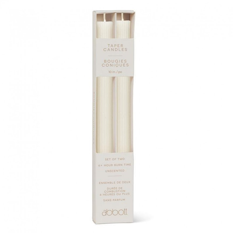Ensemble de 2 chandelles coniques striées, Ivory
