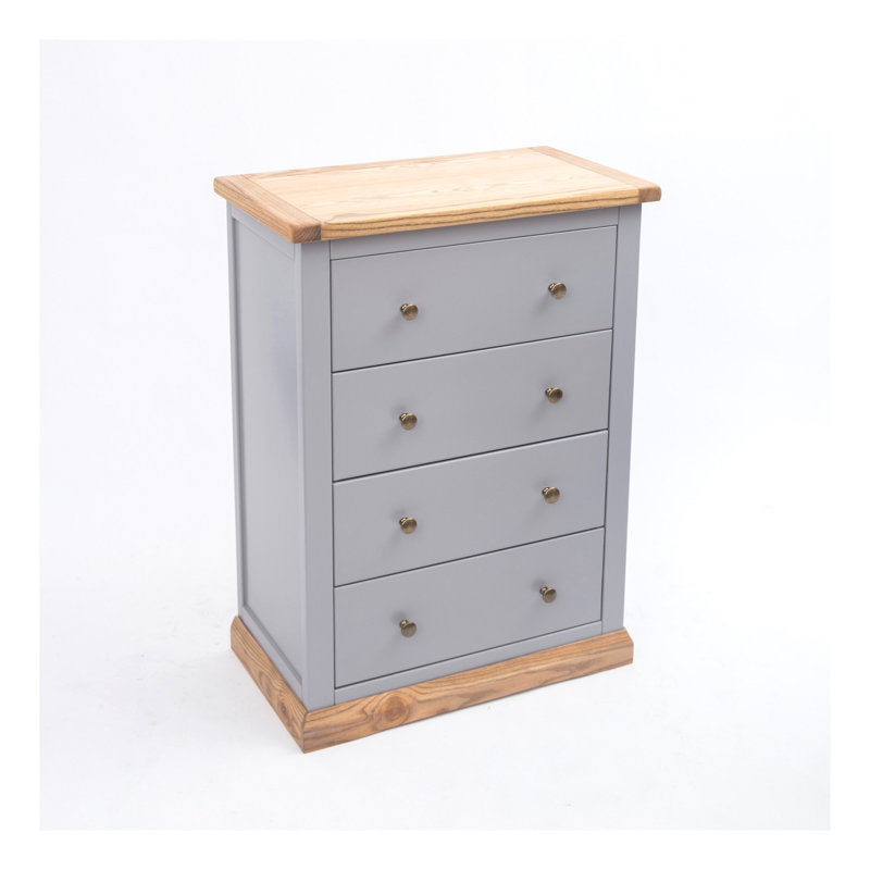 Millar 70 cm W Chest of 4 Drawers, Natural/Grey/Gold