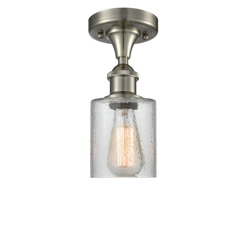 Leilani Glass Semi Flush Mount, Brushed Satin Nickel, Clear Ripple