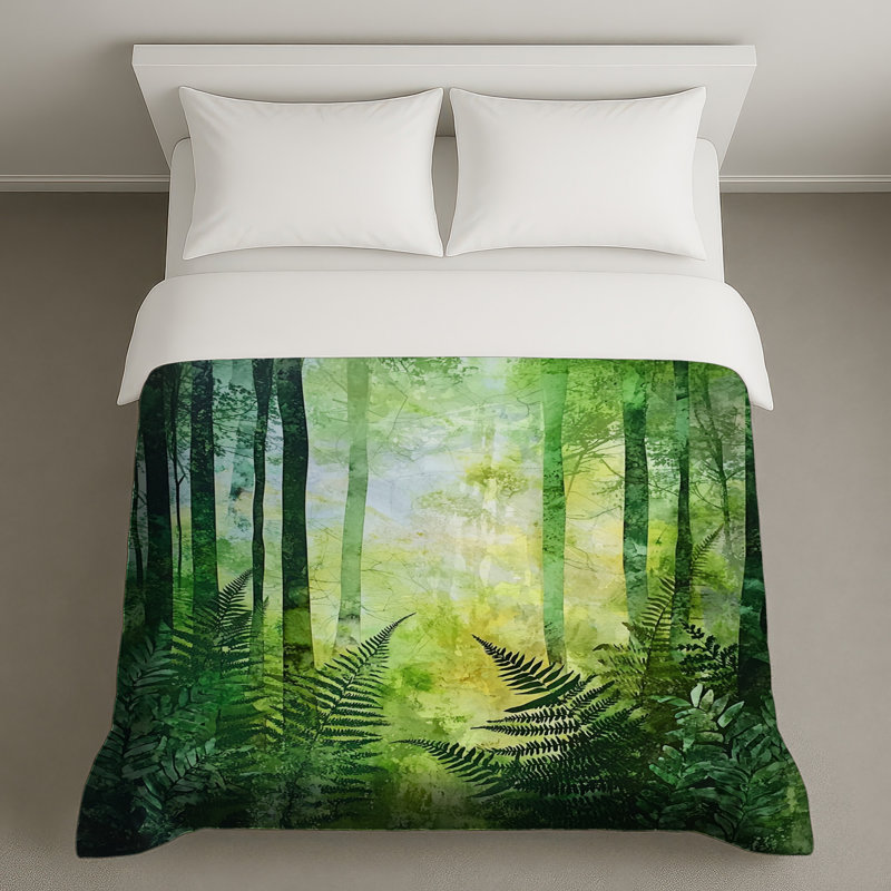 Dense Forest With Ferns Duvet Covers, King