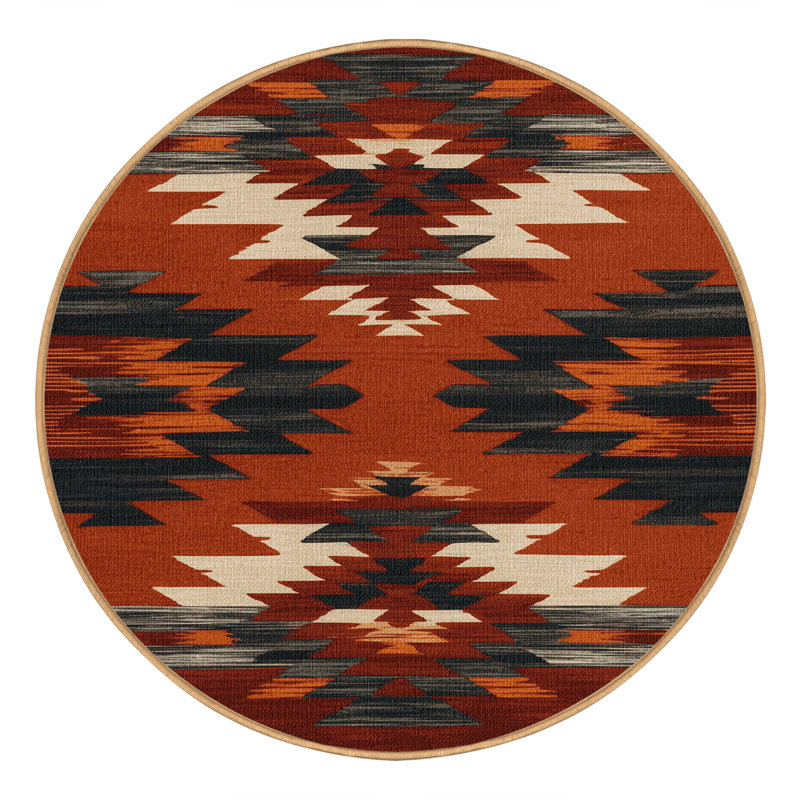 Washable Red Rock Canyon Southwestern Area Rug, Round 3'