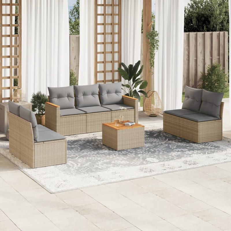  Ensemble de canapé de jardin beige