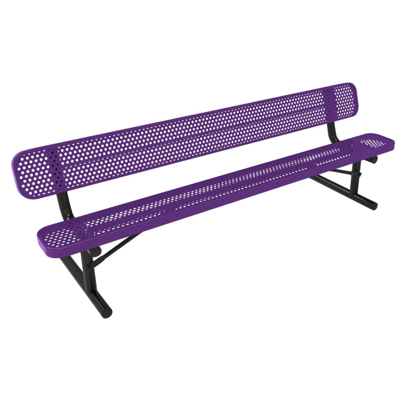Banc, violet texturé, perforé, 2,44 m, avec dossier, portable, 8 pi avec arrière portable, perforé, Mauve texturé
