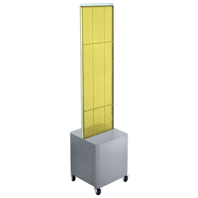 Two-Sided Pegboard Floor Display on Wheeled Studio Base. Panel Size: 13.5"W x 44"H
