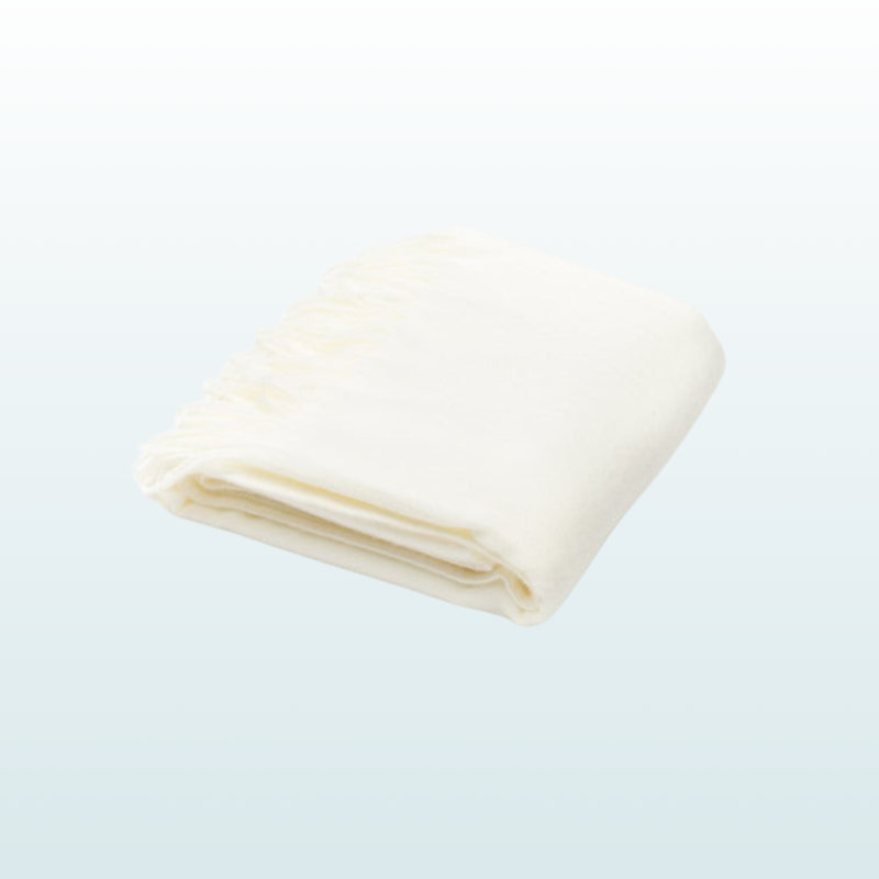 Trio Supply House Woven Herringbone Plush Throw Blanket, Cream, 49.77" L  x 59.77" W