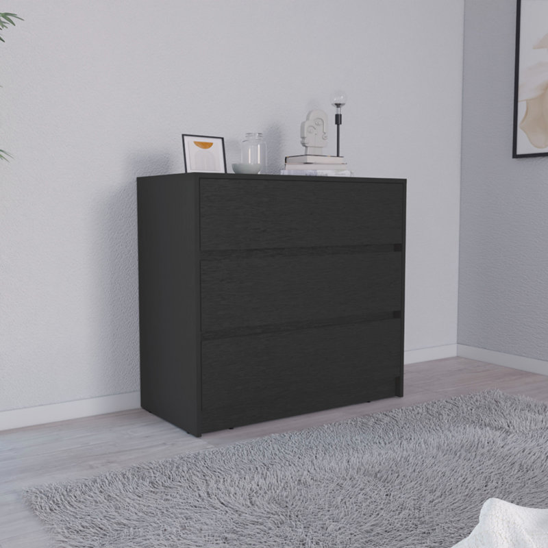 Commode à trois tiroirs Austin, mécanisme coulissant - noir, Noir