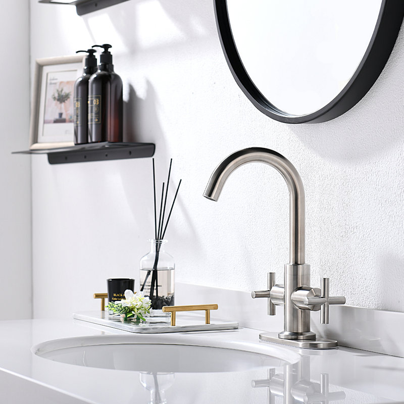 Centerset 2-handle Bathroom Faucet with Drain Assembly, Brushed Nickel