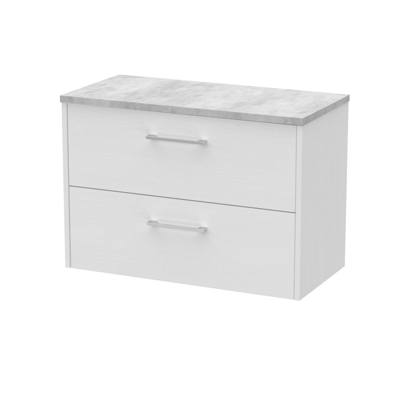 Juno 800mm Wall Hung Single Vanity Unit with Worktop, White Ash