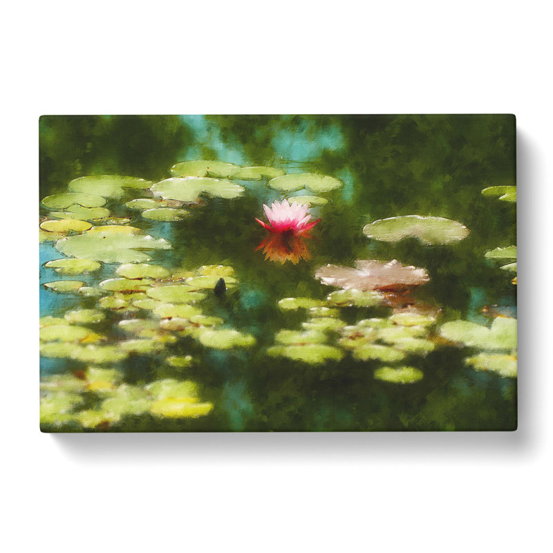 CAN1470CAN Pink Water Lily Flower Vol.1 Painting - Wrapped Canvas Print, 35cm H x 50cm W x 3cm D