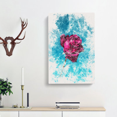 Fuscia Pink Dying Rose - Wrapped Canvas
