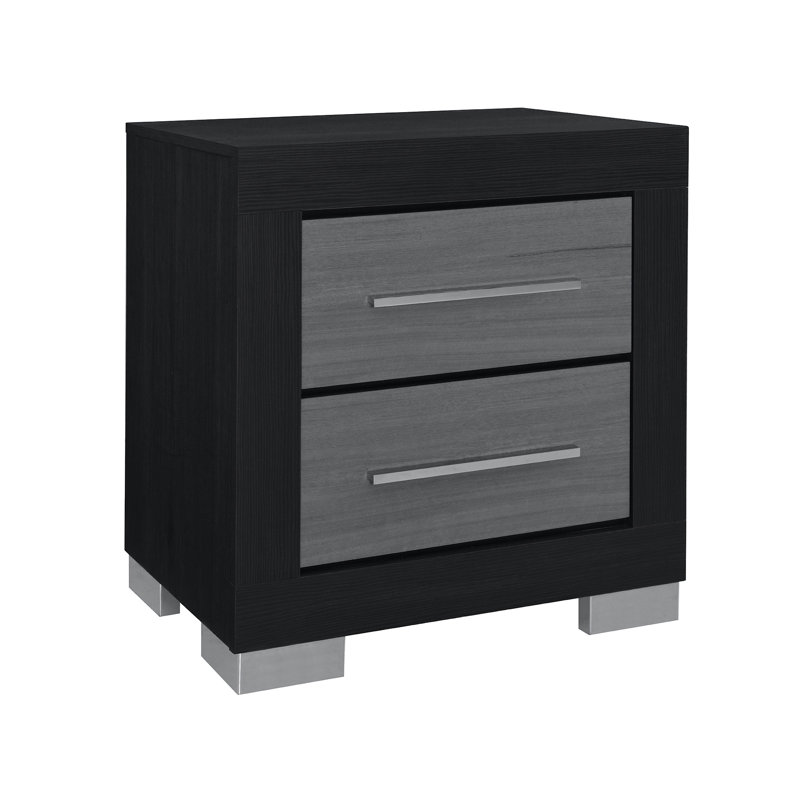 Table de chevet noire et grise Elsa (table de chevet seulement), Noir